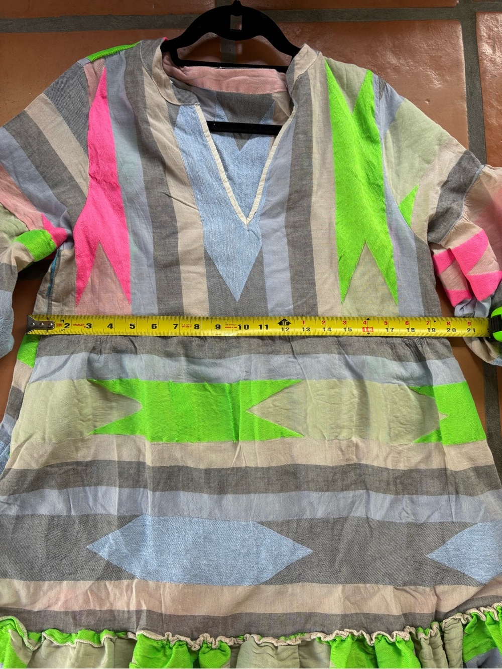 Handmade Italian cotton geometric botique dress - Picture 7 of 8